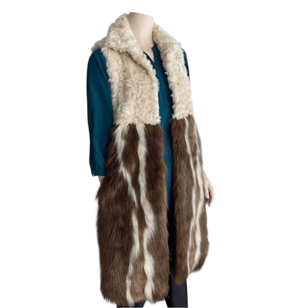 Bebe Faux Fur Over Size Shearling Look Long Vest XS